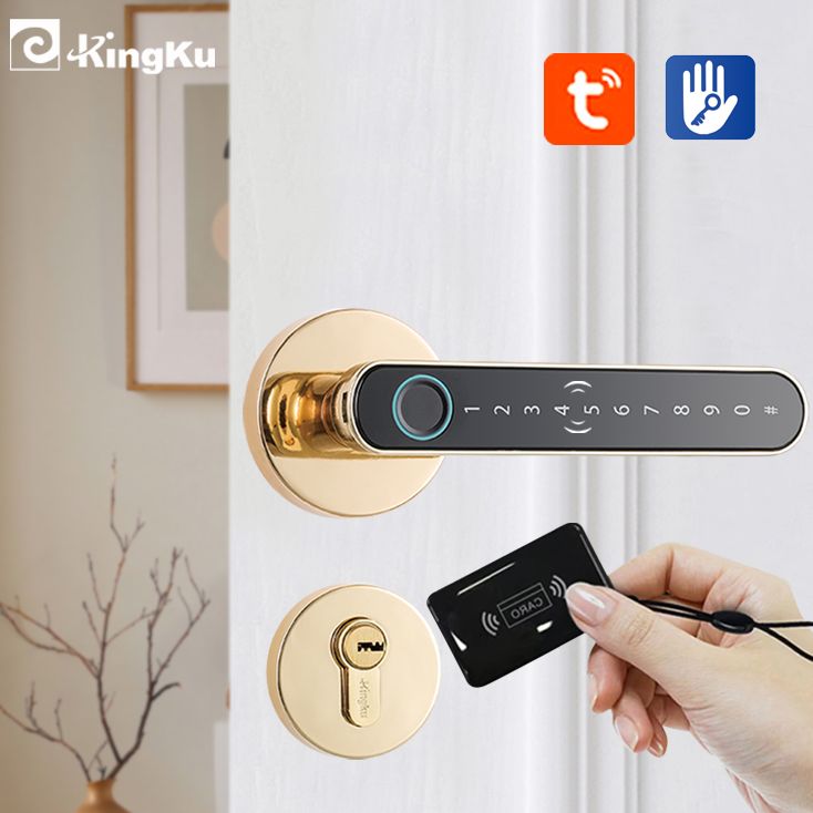 스마트 지문 문짝 잠금 핸들, 홈 아파트용 키 카드,  - Door Handle Bar 리뷰 및 가격