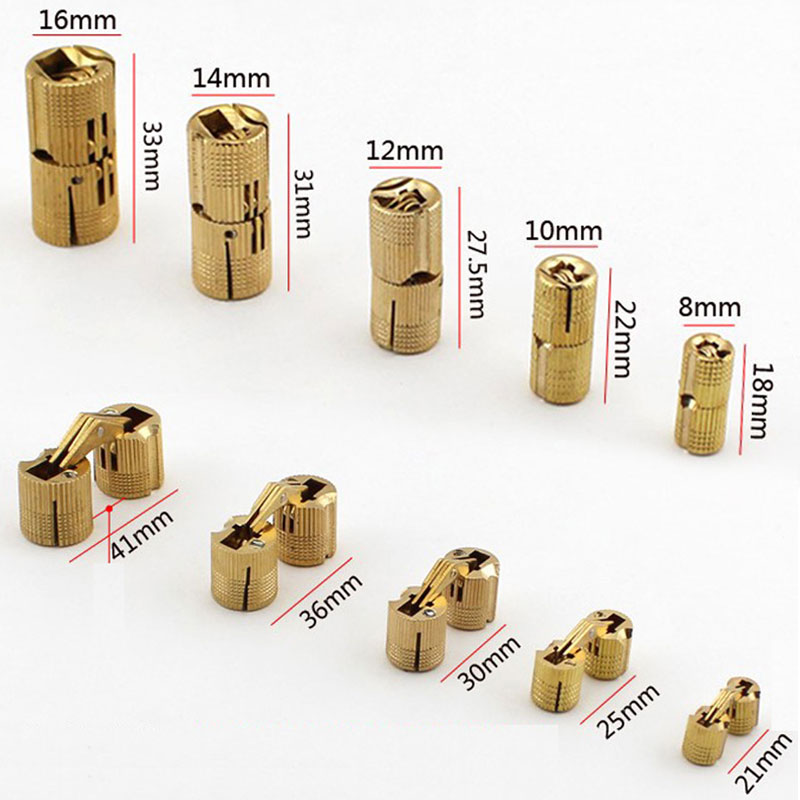 2pcs 구리 배럴 경첩 원통형 숨겨진 캐비닛 숨겨진  - Furniture Hardware Brass 리뷰 및 가격