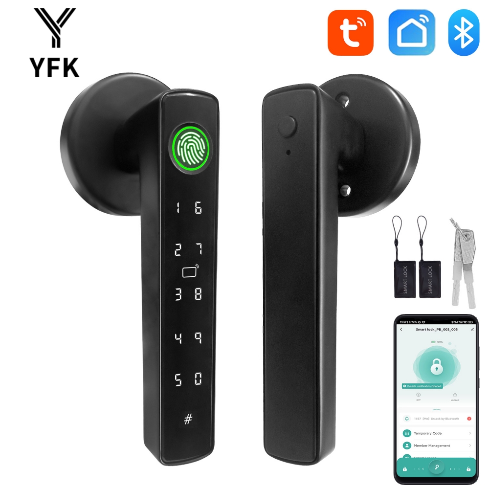 YFK 투야 5-in-1 스마트 도어 핸들 잠금장치 블 - Door Handle Bar 리뷰 및 가격